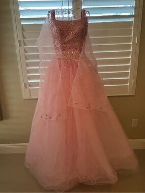 Ballet Pink tulle gown multi layers gorgeous sparkling crystal detailing